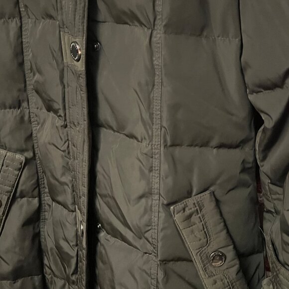 London Fog Olive Green Down Alternative Parka with Faux Fur Trim Hood - Picture 5 of 12